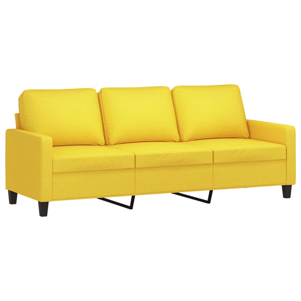 3-Sitzer-Sofa mit Hocker Hellgelb 180 cm Stoff