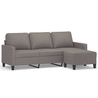 3-Sitzer-Sofa mit Hocker Taupe 180 cm Stoff