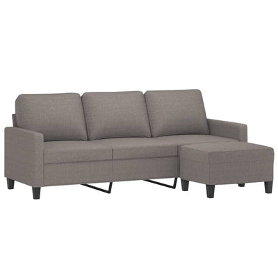 3-Sitzer-Sofa mit Hocker Taupe 180 cm Stoff