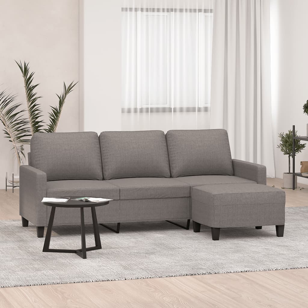 3-Sitzer-Sofa mit Hocker Taupe 180 cm Stoff