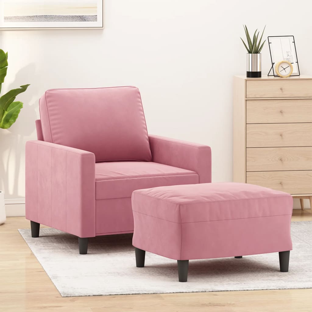 Sessel mit Hocker Rosa 60 cm Samt