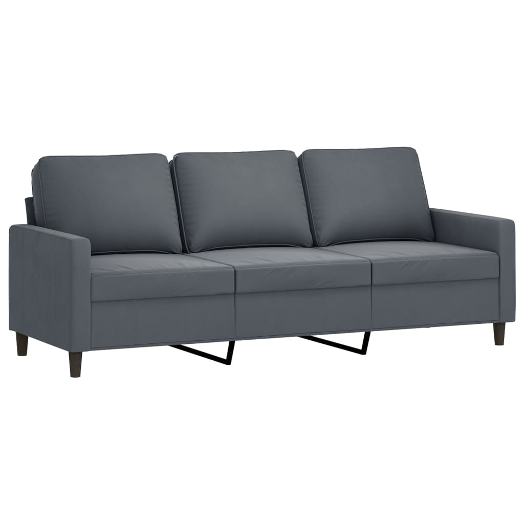 3-Sitzer-Sofa mit Hocker Dunkelgrau 180 cm Samt