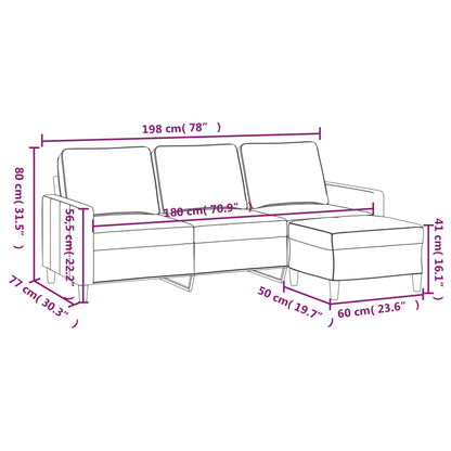 3-Sitzer-Sofa mit Hocker Dunkelgrau 180 cm Samt