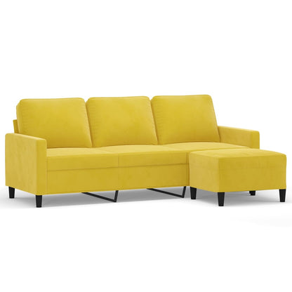 3-Sitzer-Sofa mit Hocker Gelb 180 cm Samt