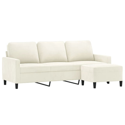 3-Sitzer-Sofa mit Hocker Creme 180 cm Samt