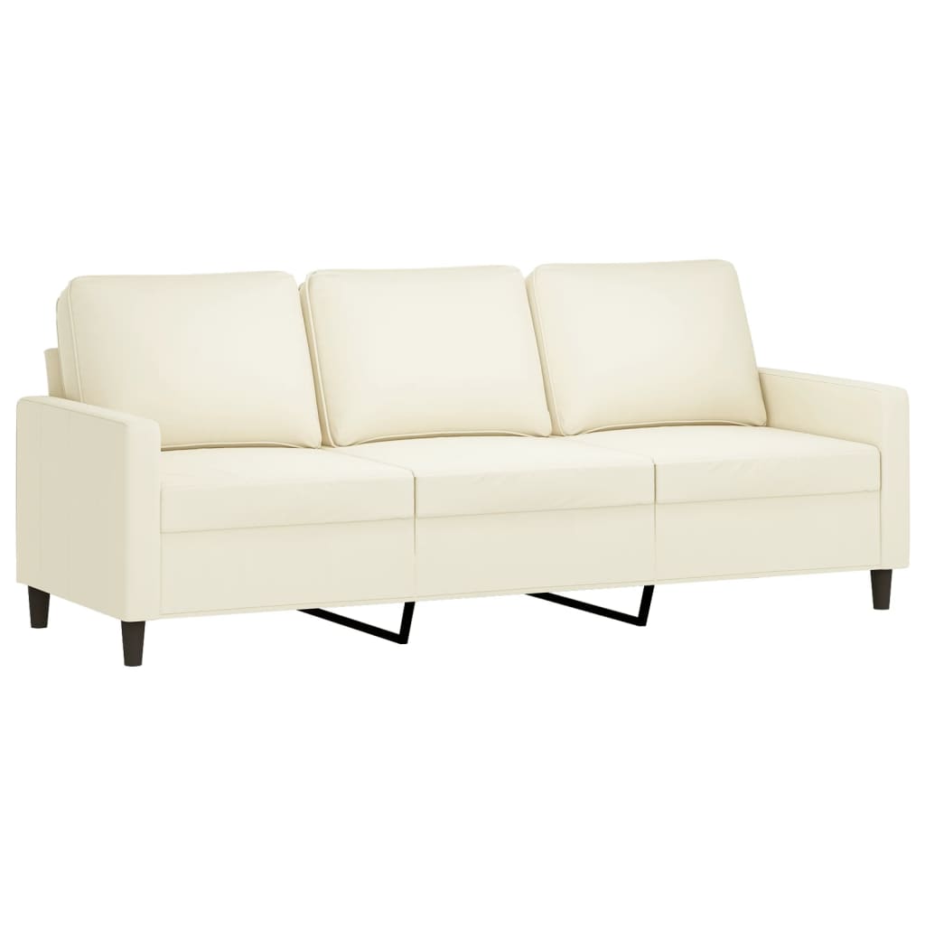 3-Sitzer-Sofa mit Hocker Creme 180 cm Samt