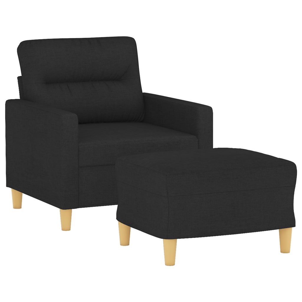 Sessel mit Hocker Schwarz 60 cm Stoff