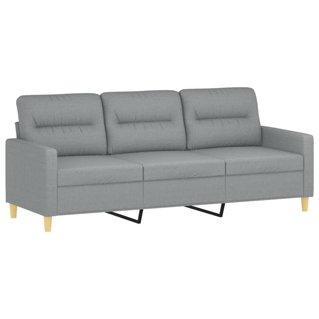 3-Sitzer-Sofa mit Hocker Hellgrau 180 cm Stoff