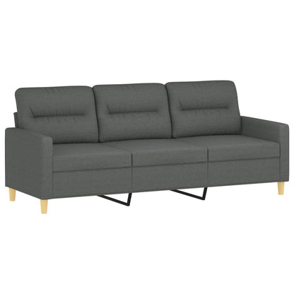 3-Sitzer-Sofa mit Hocker Dunkelgrau 180 cm Stoff