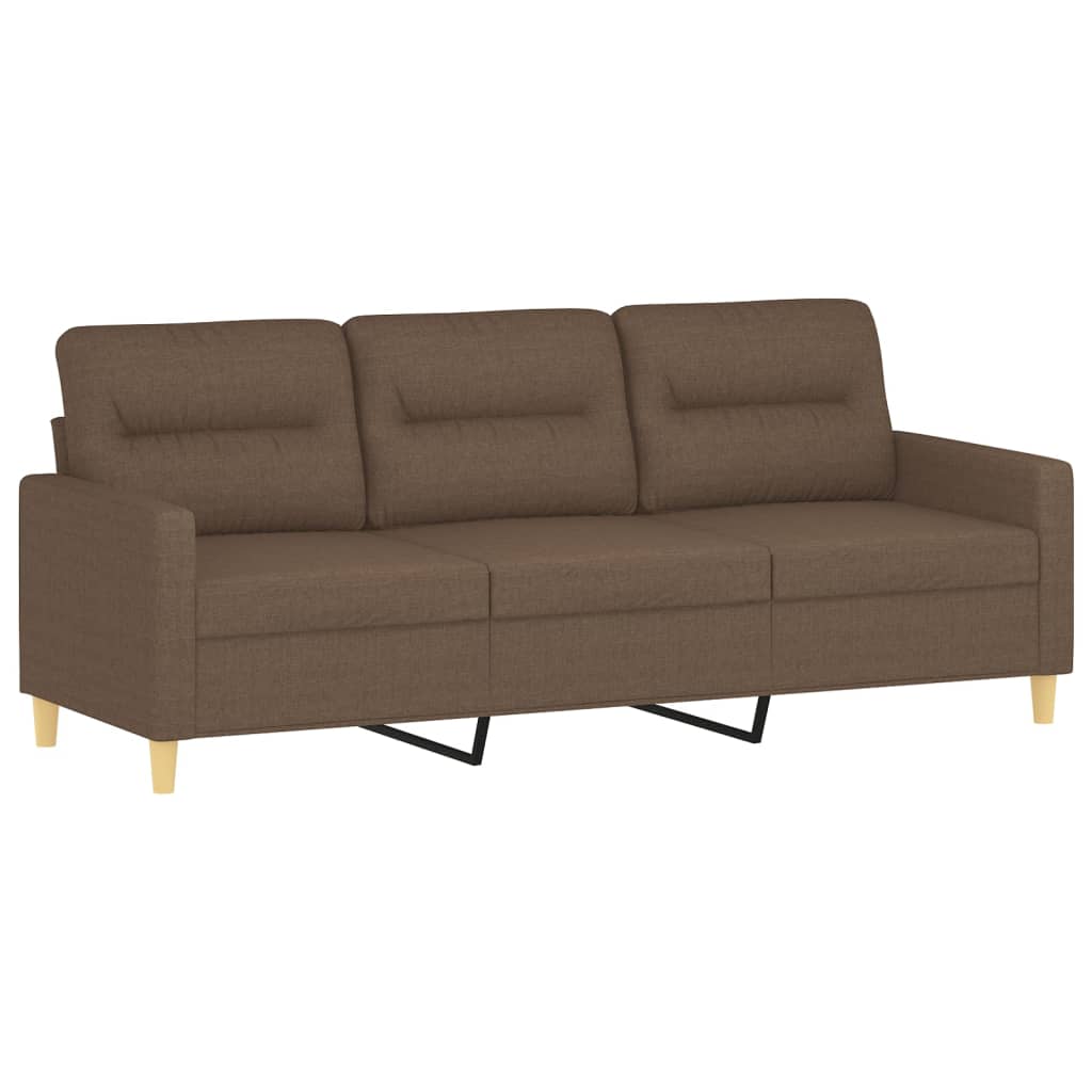 3-Sitzer-Sofa mit Hocker Braun 180 cm Stoff