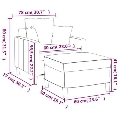 Sessel mit Hocker Dunkelgrau 60 cm Samt