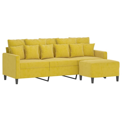 3-Sitzer-Sofa mit Hocker Gelb 180 cm Samt