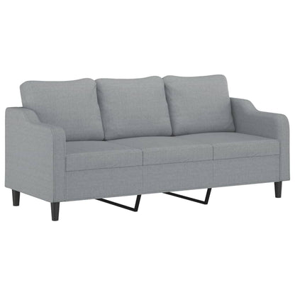 3-Sitzer-Sofa mit Hocker Hellgrau 180 cm Stoff