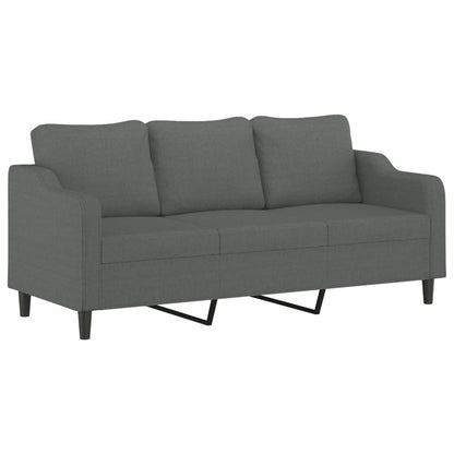 3-Sitzer-Sofa mit Hocker Dunkelgrau 180 cm Stoff