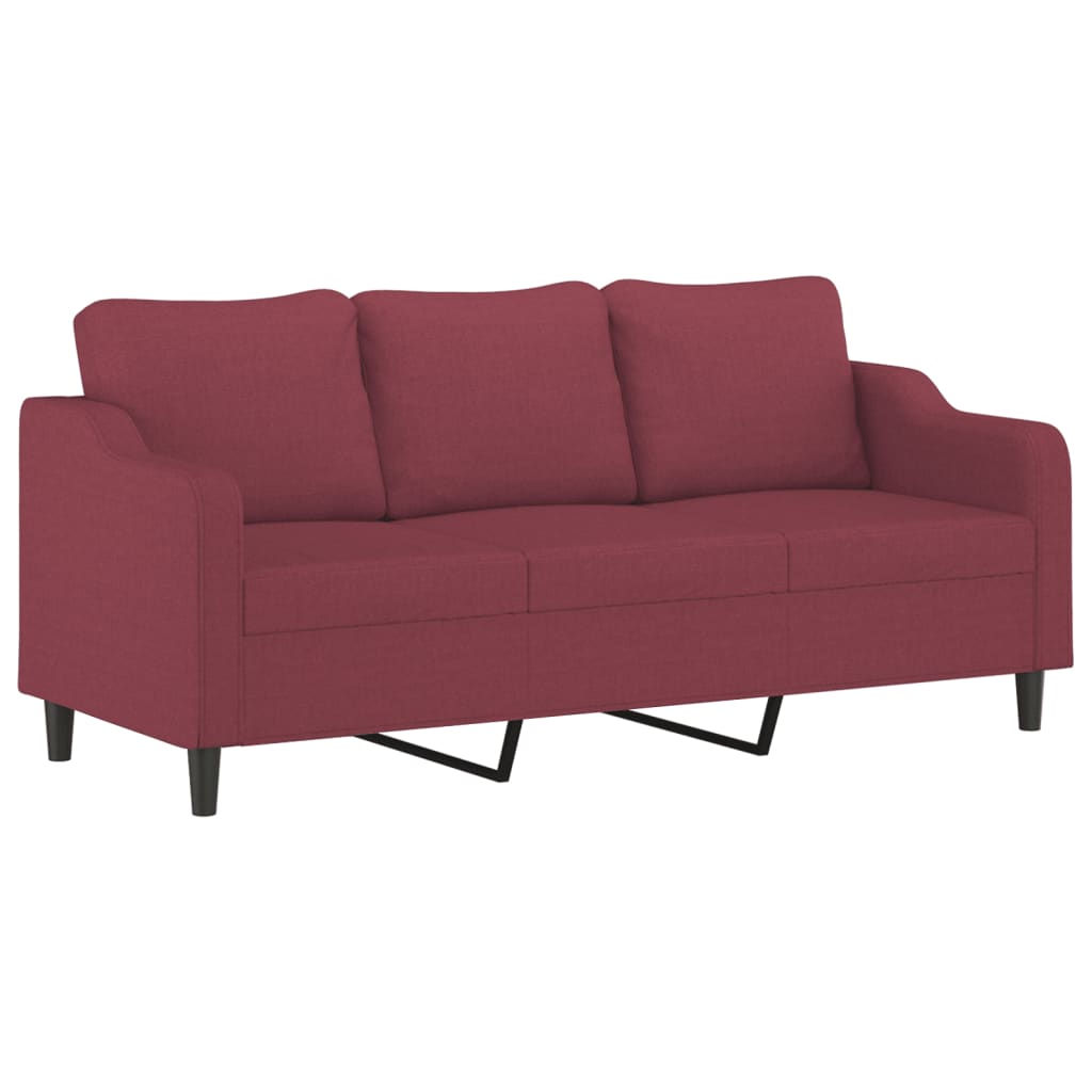 3-Sitzer-Sofa mit Hocker Weinrot 180 cm Stoff