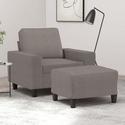 Sessel mit Hocker Taupe 60 cm Stoff