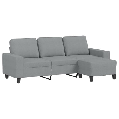 3-Sitzer-Sofa mit Hocker Hellgrau 180 cm Stoff