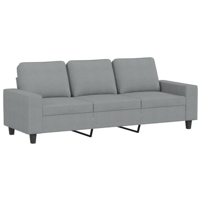 3-Sitzer-Sofa mit Hocker Hellgrau 180 cm Stoff