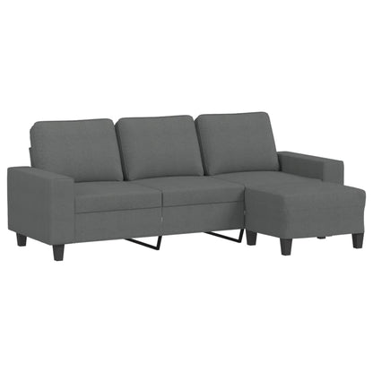 3-Sitzer-Sofa mit Hocker Dunkelgrau 180 cm Stoff