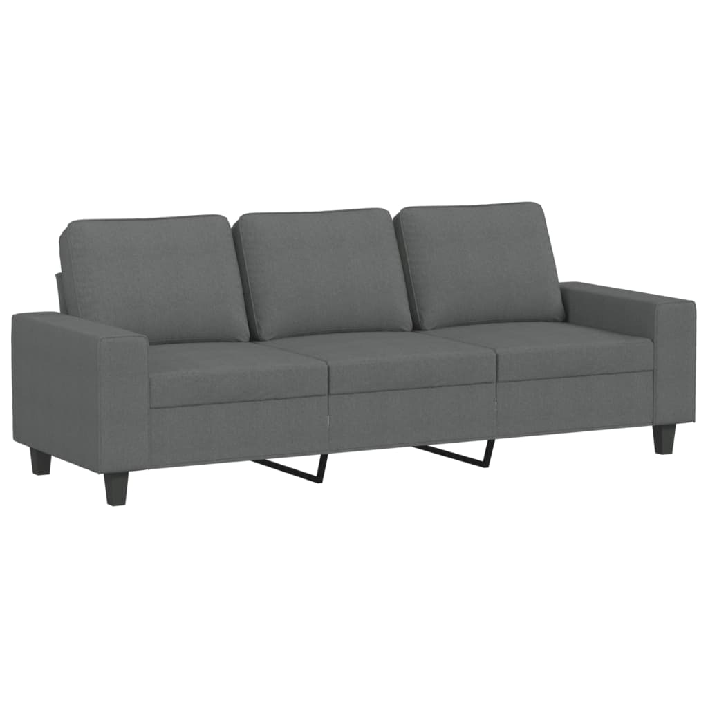 3-Sitzer-Sofa mit Hocker Dunkelgrau 180 cm Stoff