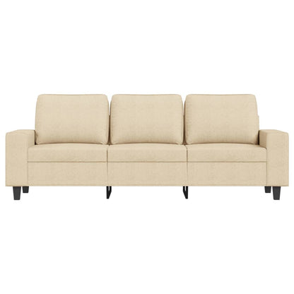 3-Sitzer-Sofa mit Hocker Creme 180 cm Stoff