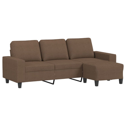 3-Sitzer-Sofa mit Hocker Braun 180 cm Stoff