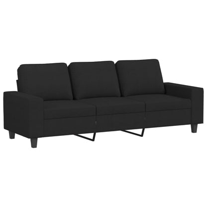 3-Sitzer-Sofa mit Hocker Schwarz 180 cm Stoff