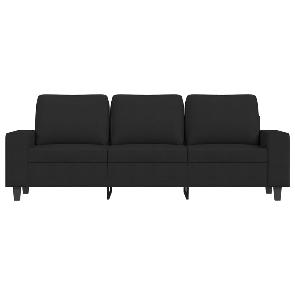 3-Sitzer-Sofa mit Hocker Schwarz 180 cm Stoff