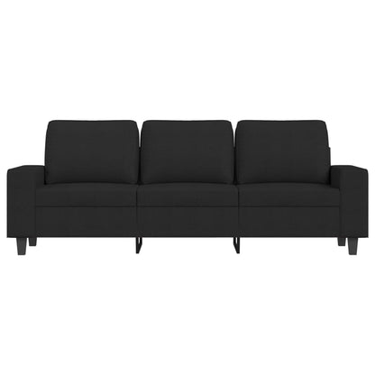 3-Sitzer-Sofa mit Hocker Schwarz 180 cm Stoff