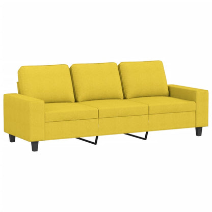 3-Sitzer-Sofa mit Hocker Hellgelb 180 cm Stoff