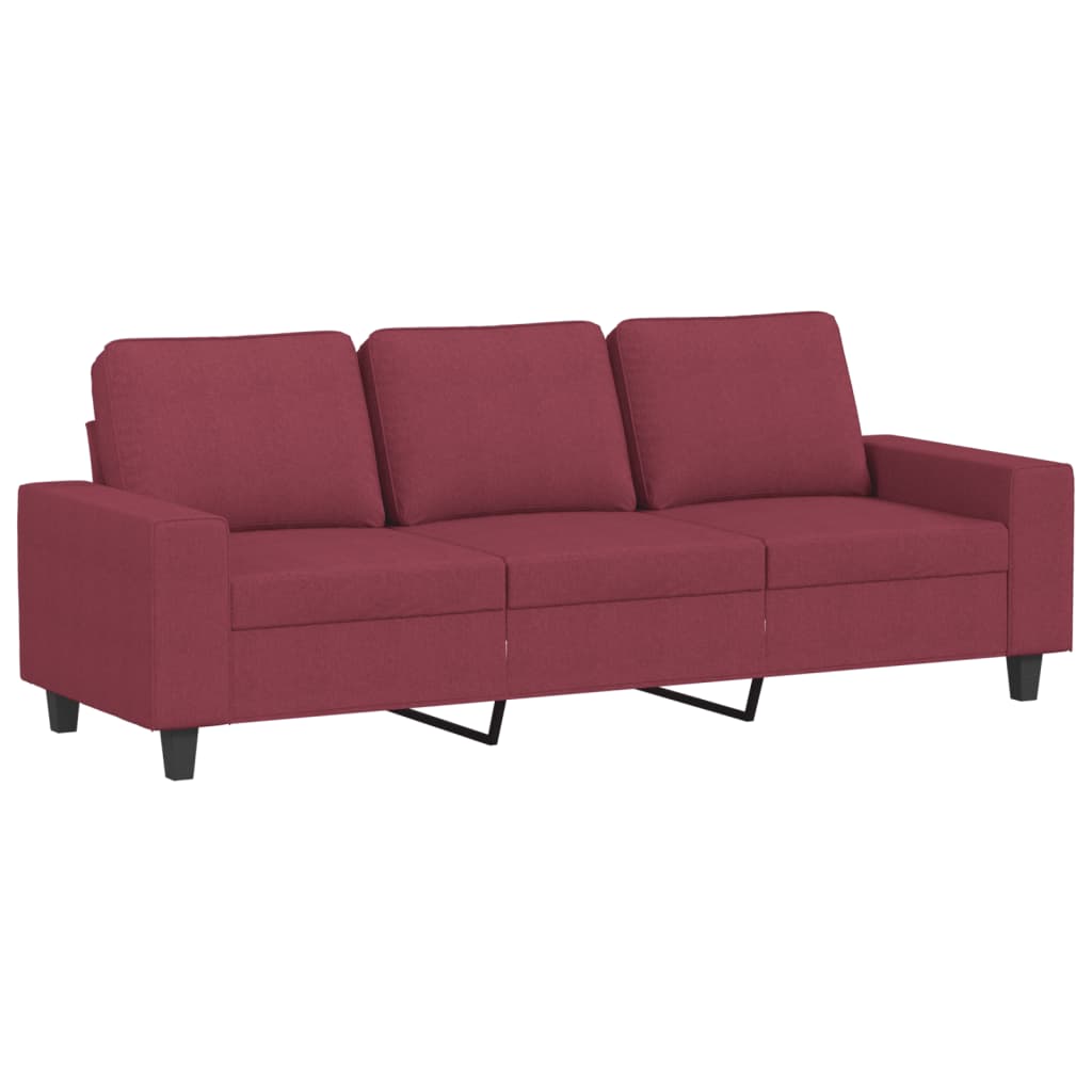 3-Sitzer-Sofa mit Hocker Weinrot 180 cm Stoff