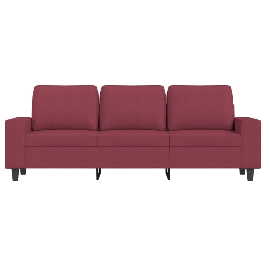 3-Sitzer-Sofa mit Hocker Weinrot 180 cm Stoff