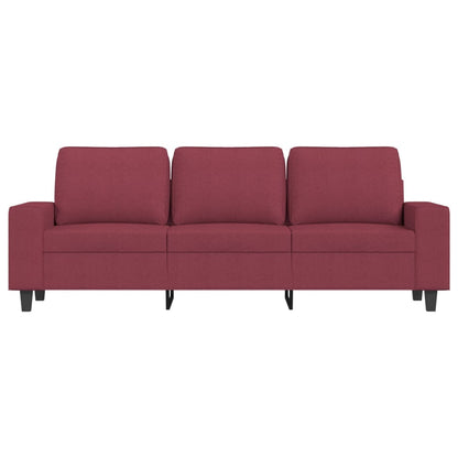 3-Sitzer-Sofa mit Hocker Weinrot 180 cm Stoff