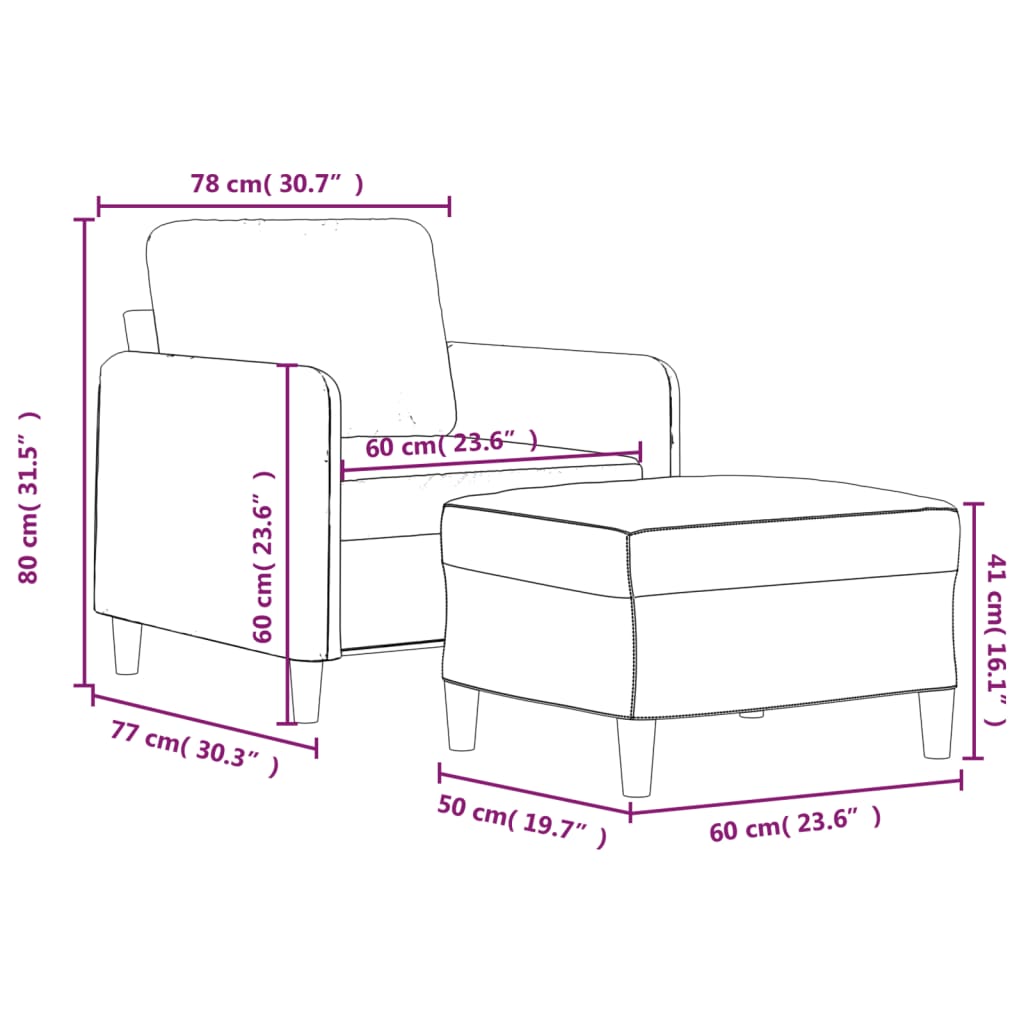 Sessel mit Hocker Dunkelgrün 60 cm Samt