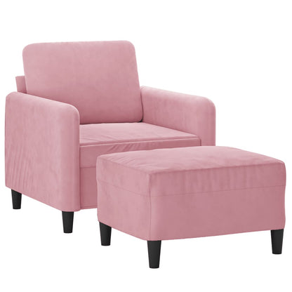 Sessel mit Hocker Rosa 60 cm Samt