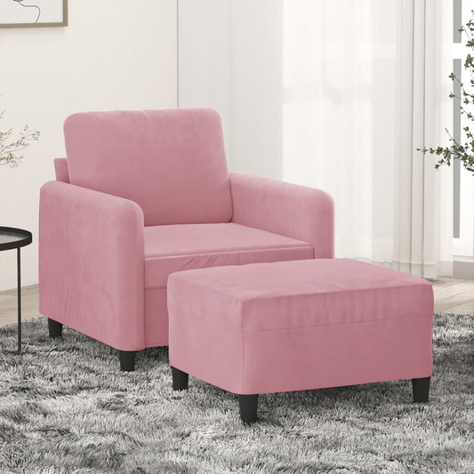 Sessel mit Hocker Rosa 60 cm Samt