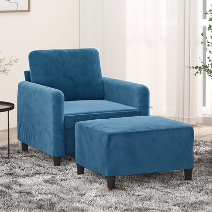 Sessel mit Hocker Blau 60 cm Samt