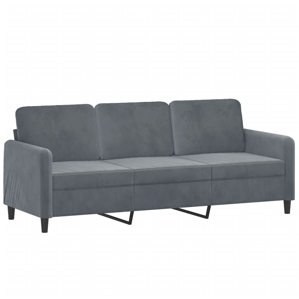 3-Sitzer-Sofa mit Hocker Dunkelgrau 180 cm Samt