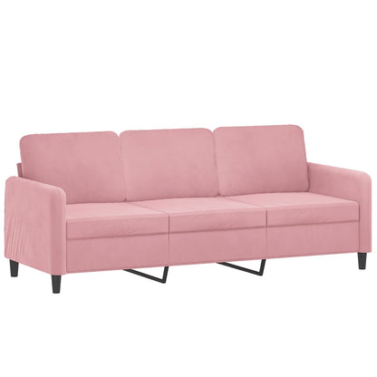 3-Sitzer-Sofa mit Hocker Rosa 180 cm Samt