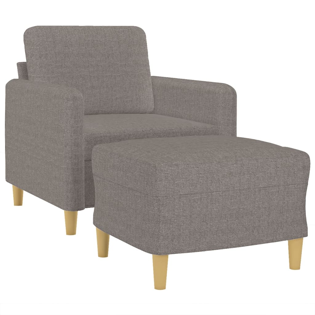 Sessel mit Hocker Taupe 60 cm Stoff