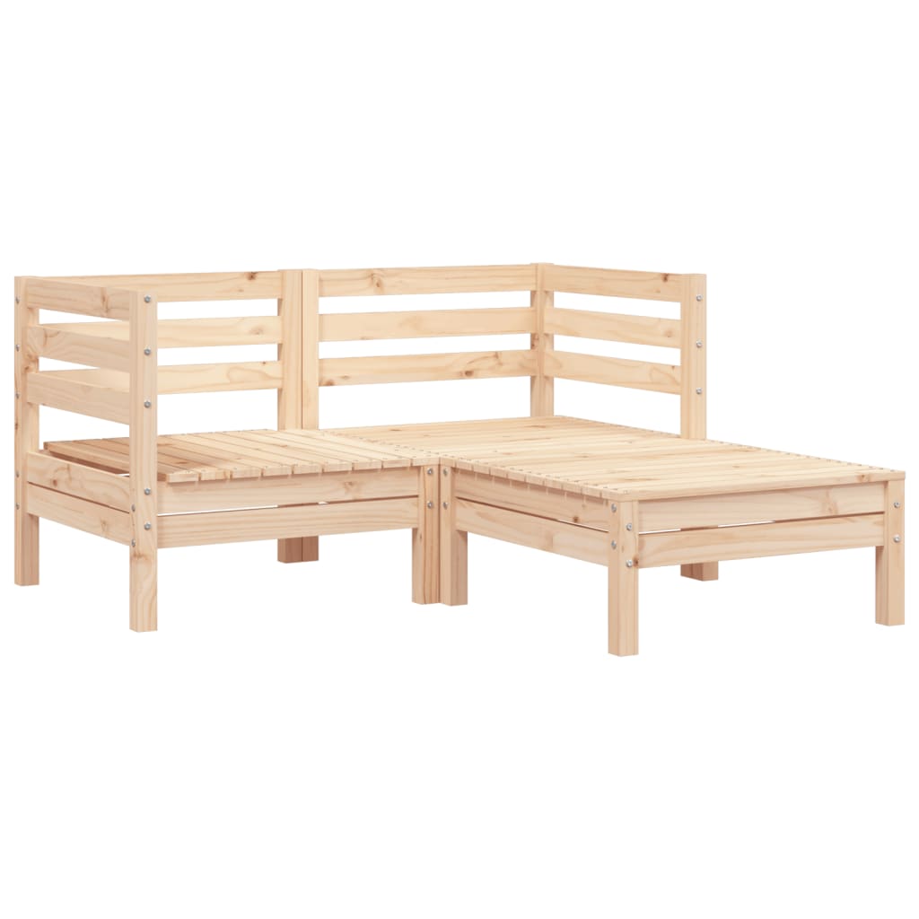 Gartensofa 2-Sitzer mit Hocker Massivholz Kiefer