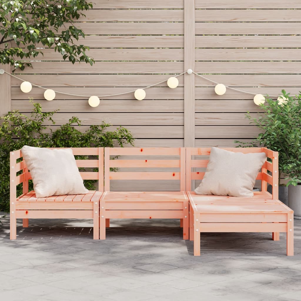 Gartensofa 3-Sitzer mit Hocker Massivholz Douglasie