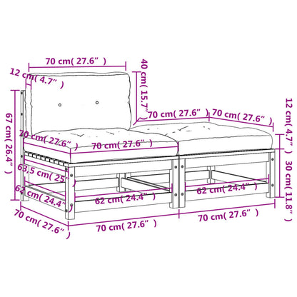 Gartensofa ohne Armlehnen mit Kissen und Hocker