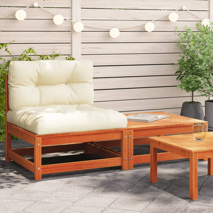 Gartensofa ohne Armlehnen mit Kissen und Hocker