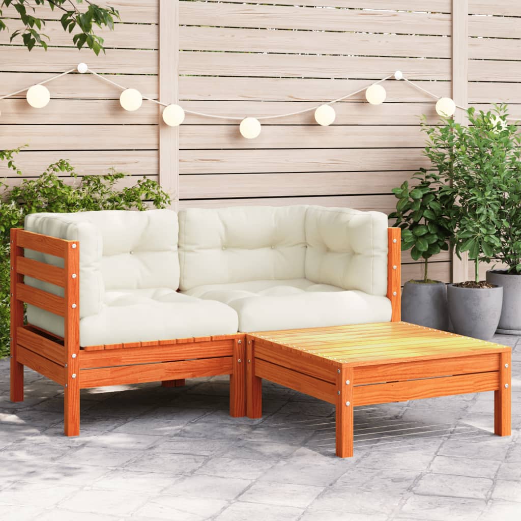 Gartensofa mit Kissen und Hocker 2-Sitzer