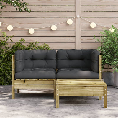 Gartensofa mit Kissen und Hocker 2-Sitzer