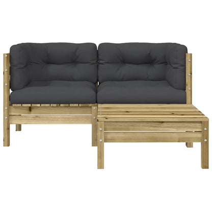 Gartensofa mit Kissen und Hocker 2-Sitzer