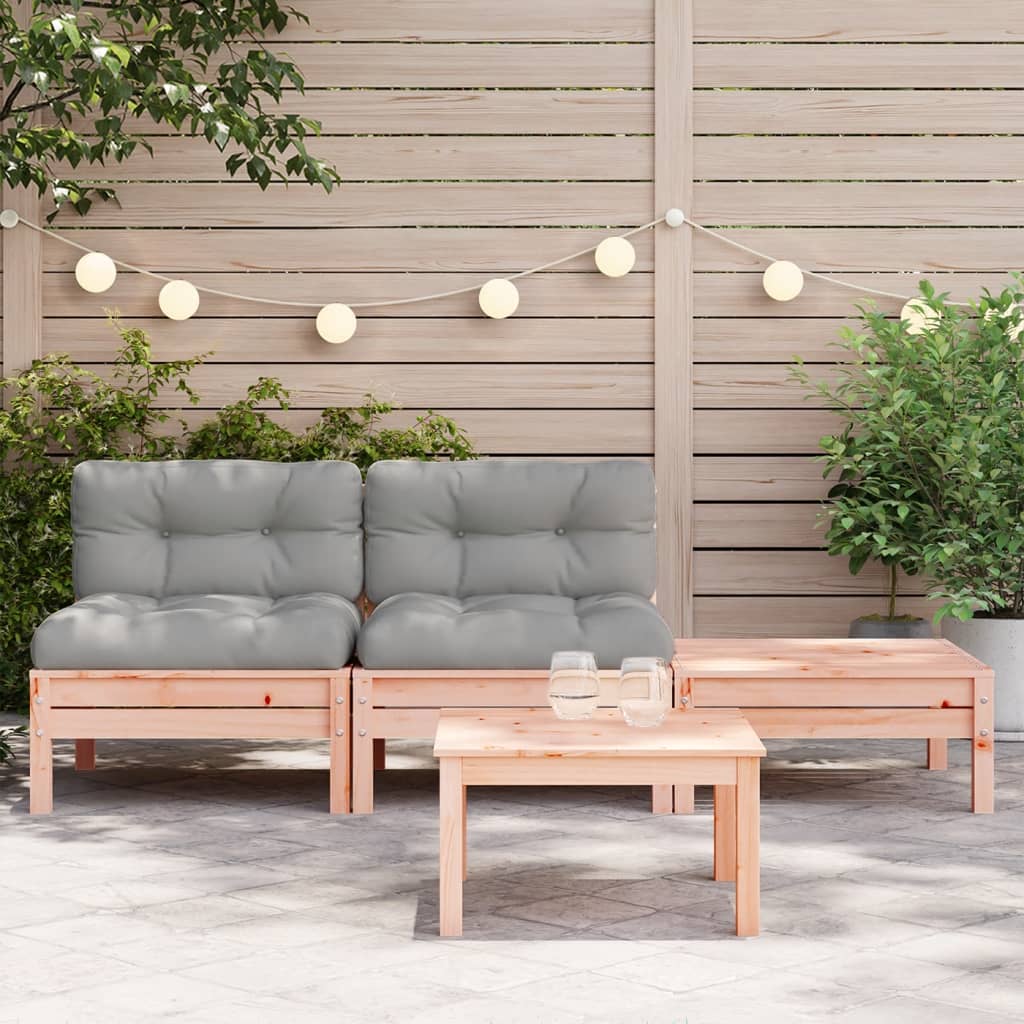 Gartensofa mit Kissen und Hocker 2-Sitzer