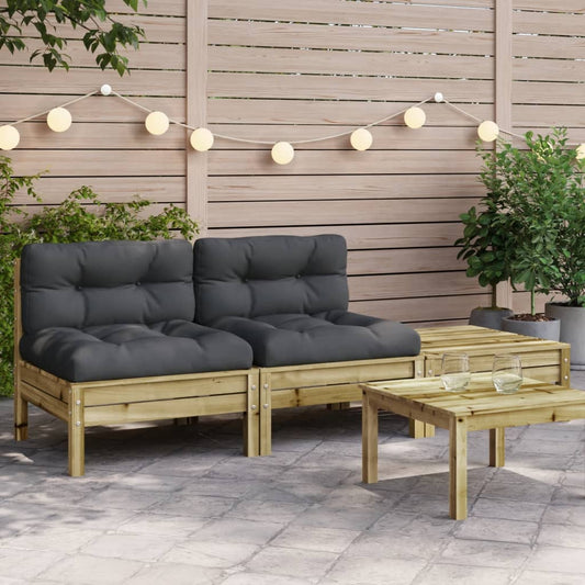 Gartensofa mit Kissen und Hocker 2-Sitzer