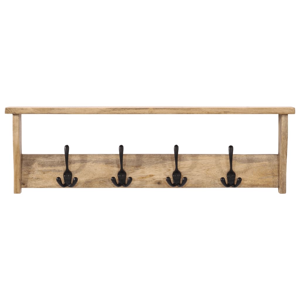 Wandgarderobe mit 4 Haken Massivholz Mango